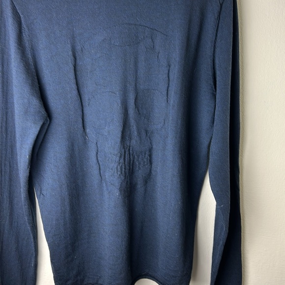 Zadig & Voltaire Men’s Skull Sweater Spooky Season Navy 100% Merino Wool Goth - Picture 7 of 14